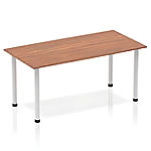 Image of Impulse Straight Table 1600 Walnut Post Leg Silver