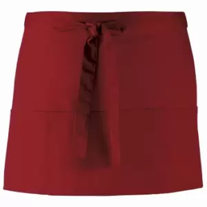 Image of Premier Ladies/Womens Colours 3 Pocket Apron / Workwear (Pack of 2) (One Size) (Burgundy)