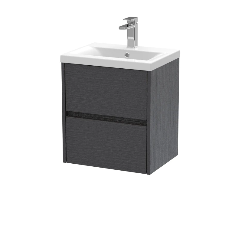Image of Balterley Square Wall Hung 2 Drawer Vanity Unit & Basin, 500mm Graphite Grey Grey