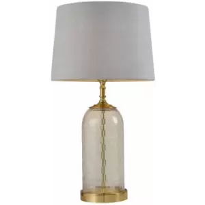 Image of Table Lamp Solid Brass & Charcoal Linen 60W E27 gls Base & Shade