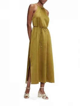 Image of Ted Baker Roxieyy Halter Neck Midi Dress - Khaki, Size 4=14, Women