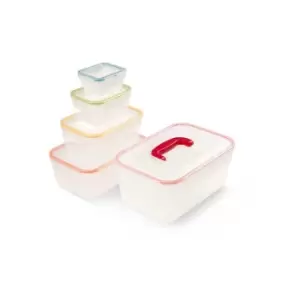 Image of Lock & Lock 5 Piece Rectangular Nestable Rainbow Set With Handle