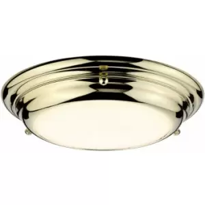 Image of Loops - 1 Bulb Flush Light IP54 Bathrooms & Low Ceilings Highly Polished Brass LED 12W