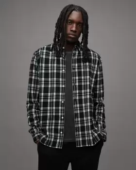 Image of AllSaints Leulus Relaxed Fit Checked Flannel Shirt