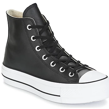 Image of Converse CHUCK TAYLOR ALL STAR LIFT CLEAN LEATHER HI womens Shoes (High-top Trainers) in Black,4,5,6,7.5,2.5,4.5,3.5,6