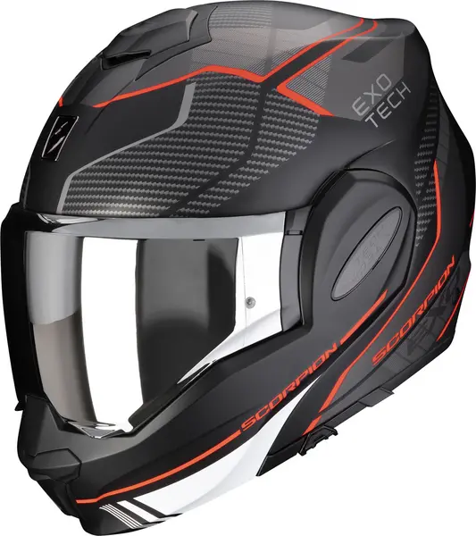 Image of Scorpion Exo-Tech Evo Animo Matt Black-Red Modular Helmet XL