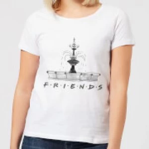 Image of Friends Fountain Sketch Womens T-Shirt - White - M