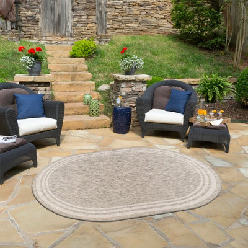 Image of Livabliss Oval In- & Outdoor Traditionnal Light Grey Akriti Area Rug 160 X 220 Cm - Easy To Clean, Perfect For Balcony Or Dining Room