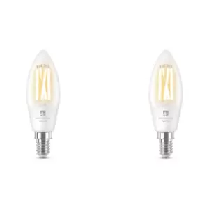 Image of 4lite Wiz Connected Smart C37 E14 Filament Bulb Clear - Twin Pack, Clear