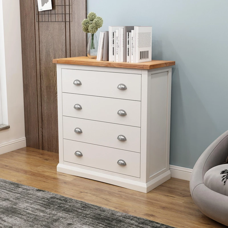 Image of Cabinet Bits Cosenza 4 Drawer Chest of Drawers Chrome Cup Handle in Off-White Off-White Unisex