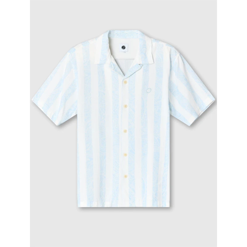 Image of Pretty Green Mens Marshall Short-Sleeve Patterned Shirt Blue male Small