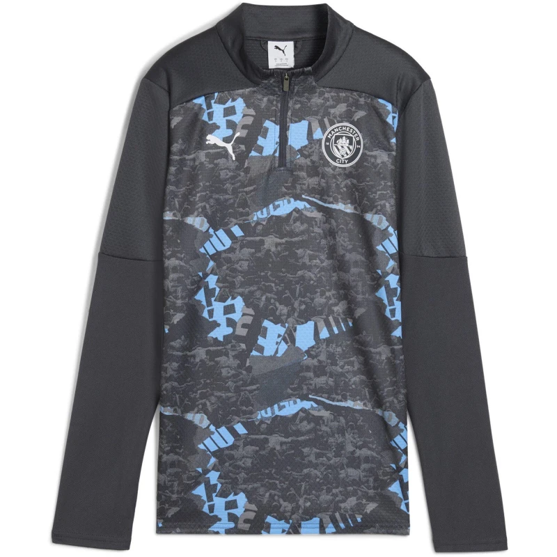 Image of Puma Manchester City Pre-Match Quarter-Zip Top 2024 2025 Womens Grey Cool/Grey female 10 (S)