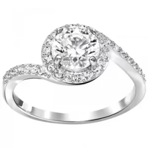 Image of Ladies Swarovski Rhodium Plated Size Q Attract Light Ring 58