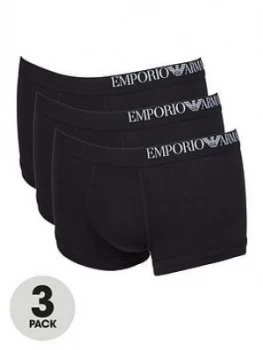 Image of Emporio Armani 3 Pack Stretch Cotton Trunks Black Size L Men