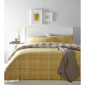 Image of Portfolio Skye Check Ochre Single Duvet Cover Set Quilt Bedding Bed Set