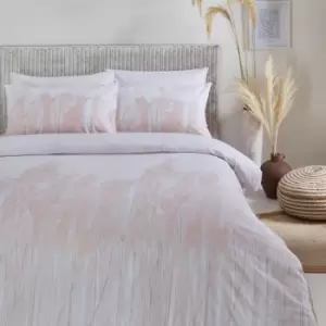Image of The Linen Yard Pampas King Duvet Cover Set Cotton Polyester Blush