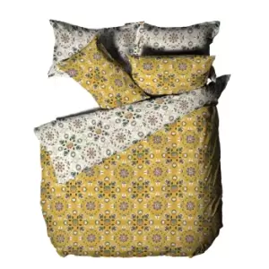Image of Furn Folk Floral Duvet Cover Set (Single) (Ochre Yellow)