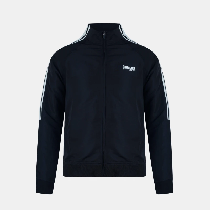 Image of Lonsdale Mens Ess Wov Full Zip Long Sleeve Mesh Lined Tracksuit Top Black male S