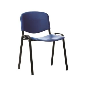 Image of Trexus Cafe Stackable Polypropylene Medium Back Chair Blue with Black Metal Frame