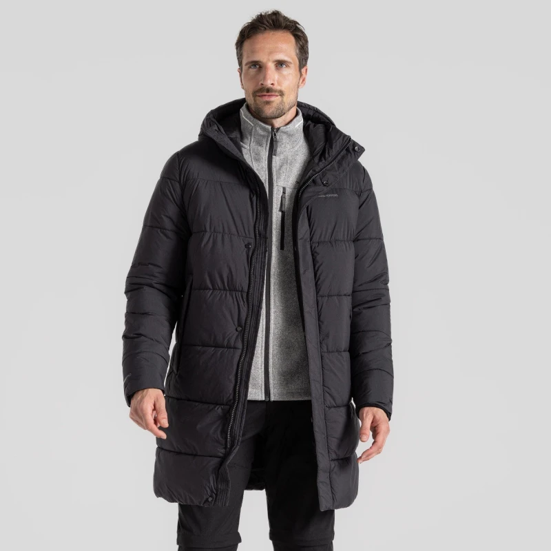 Image of Craghoppers Mens Cormac Padded Longline Hooded Jacket XL - Chest 44' (112cm) Black CMN310-800-XL