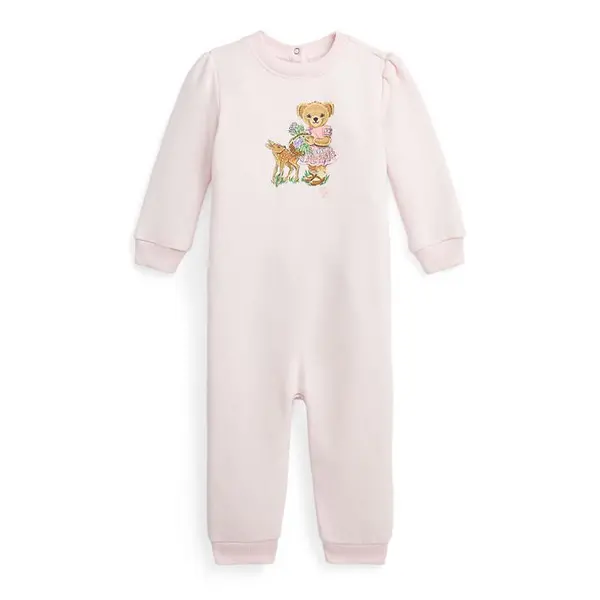 Image of Polo Ralph Lauren Polo Bear Fleece Coverall Baby Girls - Pink Baby (6 - 9 Mths)