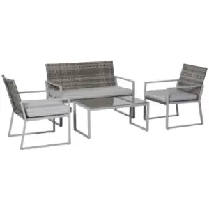 Image of Outsunny 4Pcs Outdoor Patio Pe Rattan Wicker Sofa Chaise Lounge Furniture Set