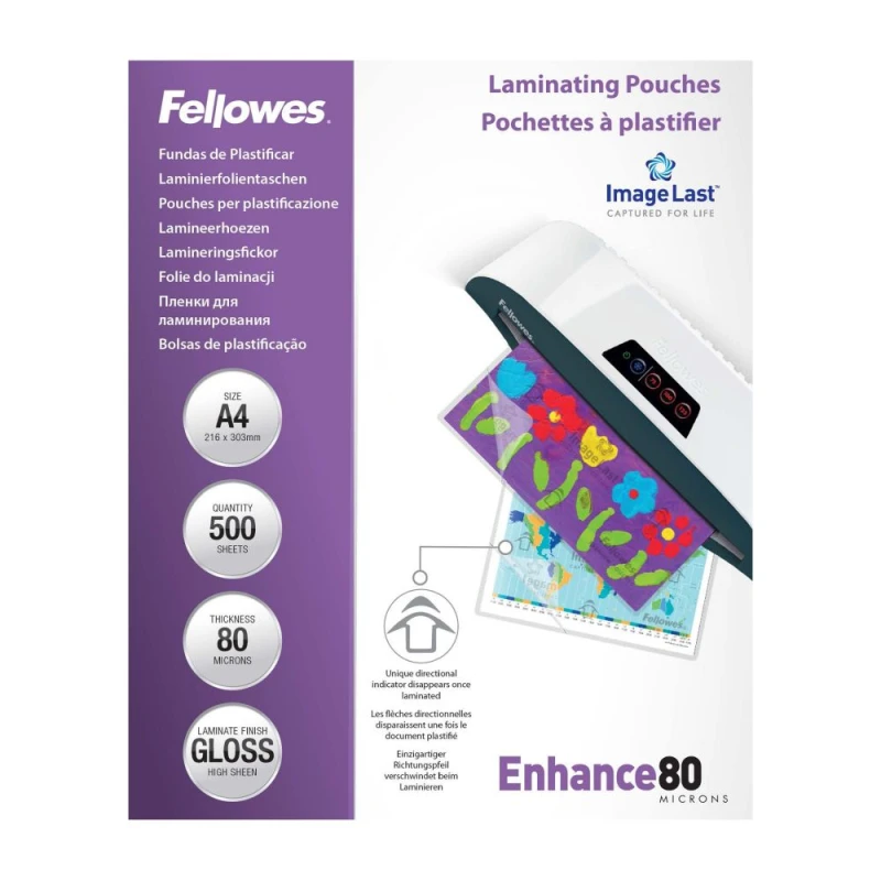 Image of Fellowes Laminating Pouches 160 Micron Total Thickness Gloss A4 Pack BB78973