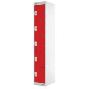 Image of Five Compartment Locker D300mm Red Door MC00029