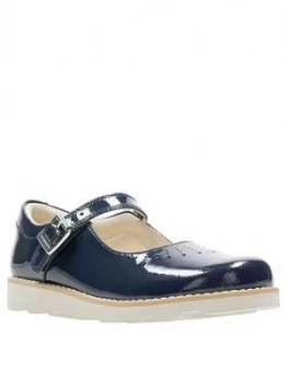 Image of Clarks Girls Crown Jump Navy Shoe, Navy, Size 1.5 Older
