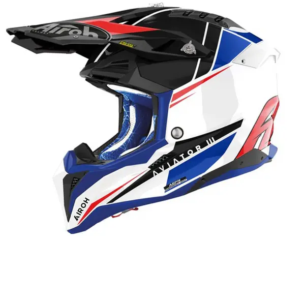Image of Airoh Aviator 3 Push Blue Red Offroad Helmet Size M