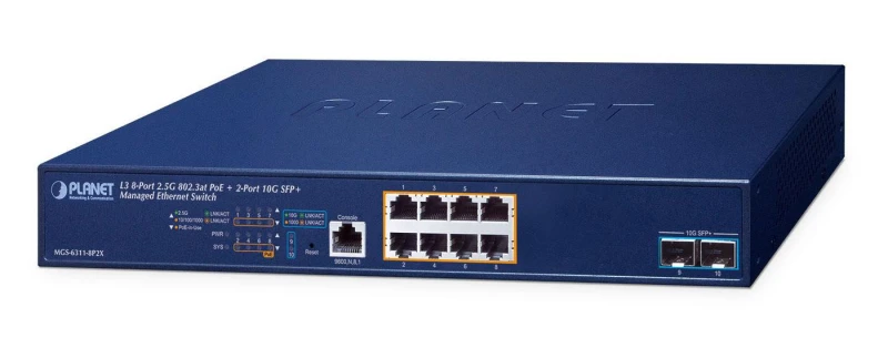 Image of PLANET Layer 3. 8-Port 2.5GBASE-T Managed L3 2.5G Ethernet (100/1000/2