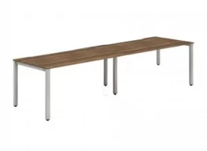 Image of Single Silver Frame Bench Desk 1400 Walnut (2 Pod)
