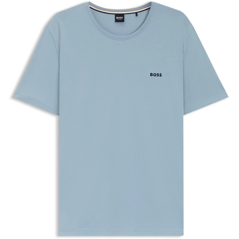 Image of Boss Mens MixMatch Premium Cotton T-Shirt Open Blue 483 male S