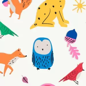 Image of Joules Kids Country Critters Heroes White and Rainbow Wallpaper