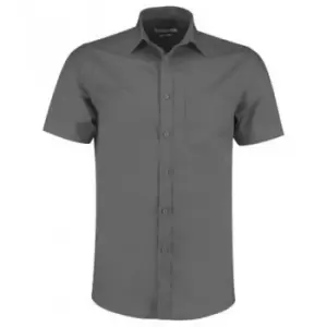 Image of Kustom Kit Mens Short Sleeve Tailored Poplin Shirt (15.5) (Graphite)