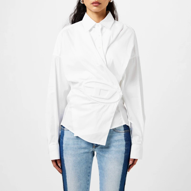 Image of Diesel C-Siz-N2 Shirt With Embossed Logo - White White 6