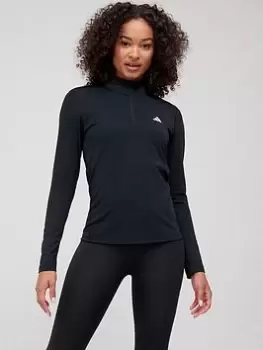 Image of adidas Tech Fit Train Quarter Zip Long Sleeve Top - Black/White, Size L, Women