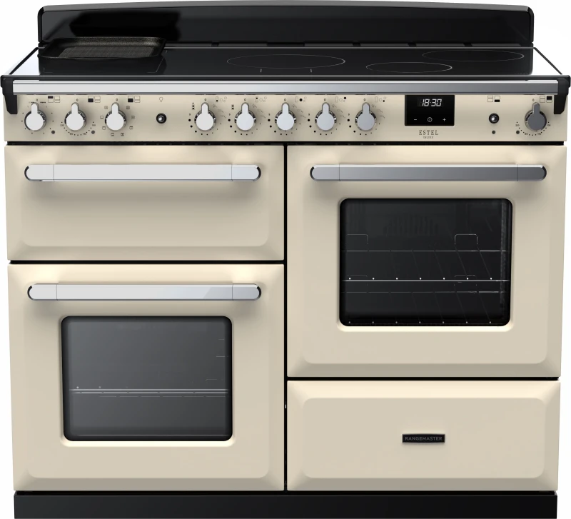 Image of Rangemaster Estel Deluxe ESDLO110EIPPCR/CM1 110cm Electric Range Cooker with Induction Hob - Cream / Chrome - A Rated