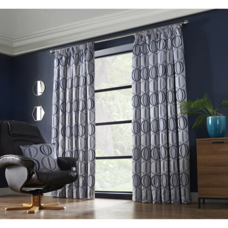 Image of Essential Living Ome Pencil Pleat Taped Top Curtains Navy 228cm x 228cm OMETNVY9090