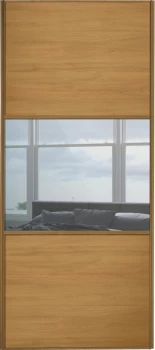 Image of Wickes Sliding Wardrobe Door Wideline Oak Panel and Mirror - 2220 x 610mm