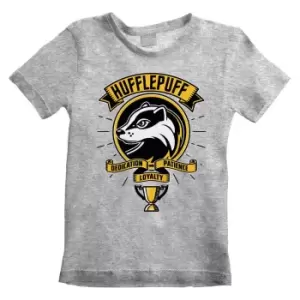 Image of Harry Potter Childrens/Kids Comic Style Hufflepuff T-Shirt (5-6 Years) (Grey Heather)
