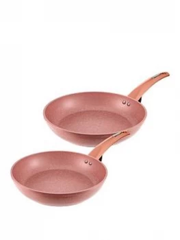 Image of Tower Cerastone Set Of 2 Forged Frying Pans ; Rose Edition