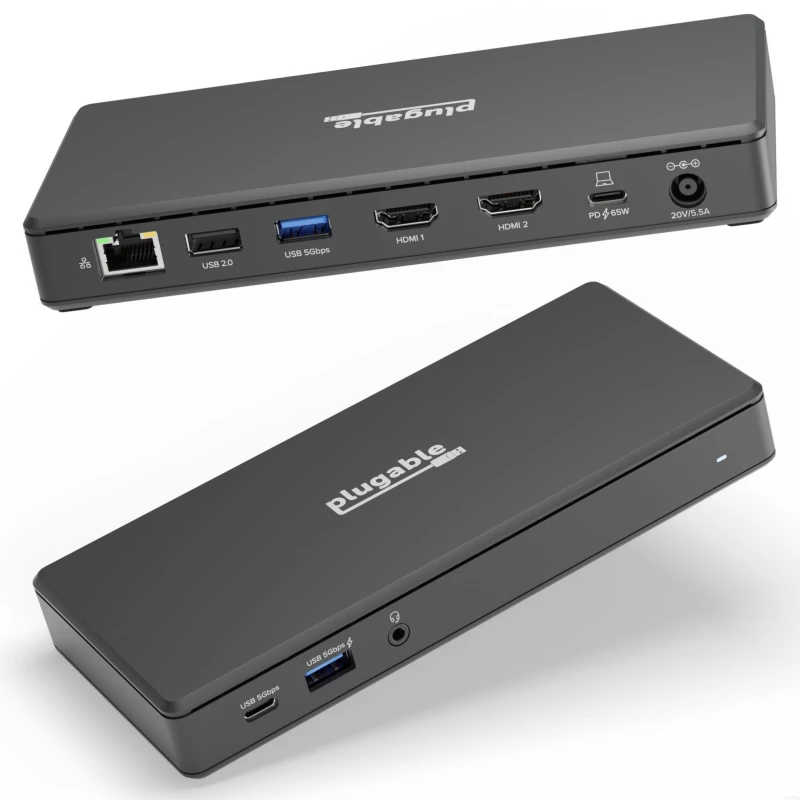 Image of Plugable Technologies USB C Docking Station Dual Monitor 2 HDMI Ports.