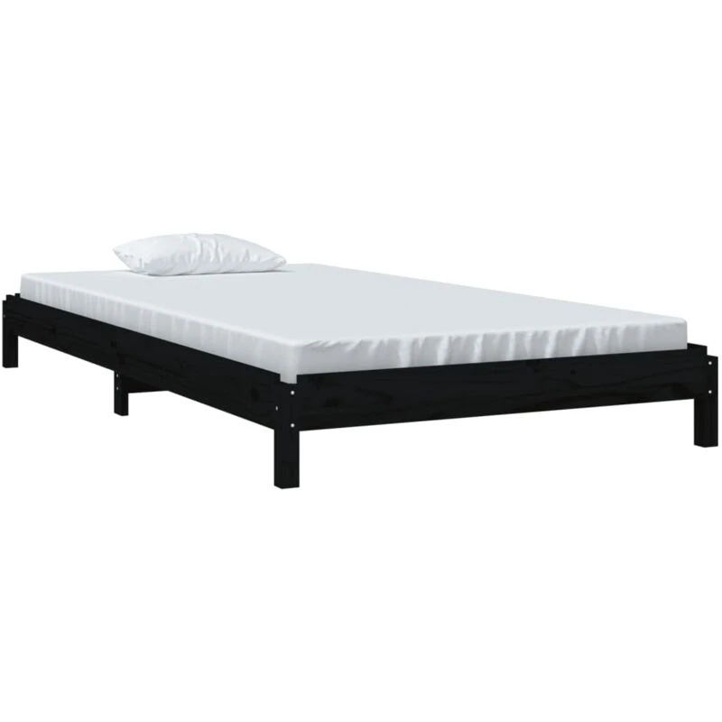 Image of VIDAXL Stack Bed without Mattress Black 90x200cm Solid Wood Pine Vidaxl 8720287073741