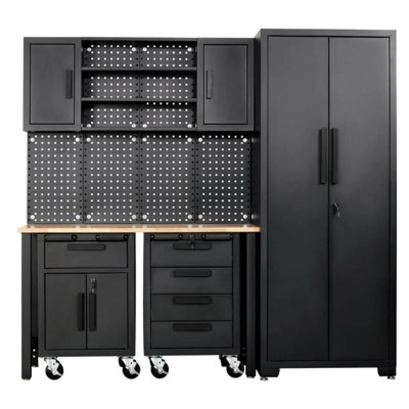 Image of Draper Single Garage Workstation and Roller Cabinets Combo 13269 Colour: Black