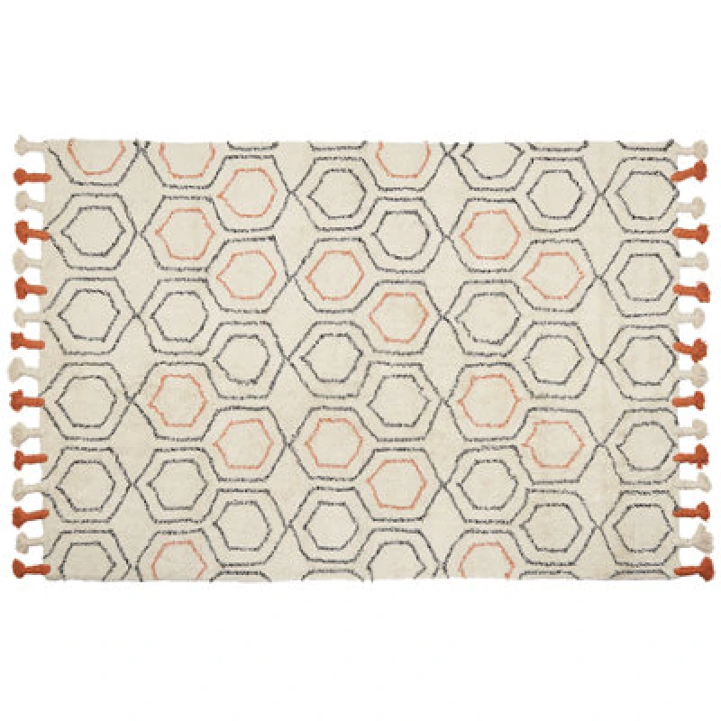 Image of Beliani Rug Hajipur Beige 160 X 230 Cm Cotton