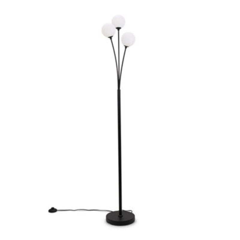 Image of ValueLights Velika 3 Arm Opaque Globe Floor Lamp Light Black