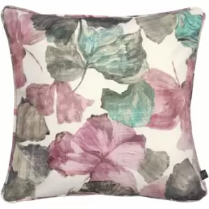 Image of Prestigious Textiles Hanalei Leaf Print Cushion Cover (One Size) (Hibiscus Red) - Hibiscus Red