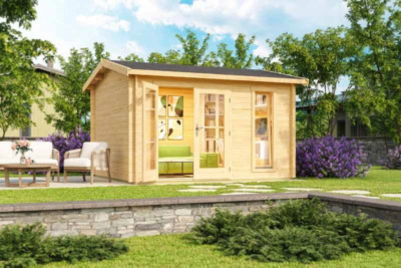 Image of Lasita Maja Carlisle-Log Cabin, Wooden Garden Room, Timber Summerhouse, Home Office - L390 X W350.8 X H245.1 Cm