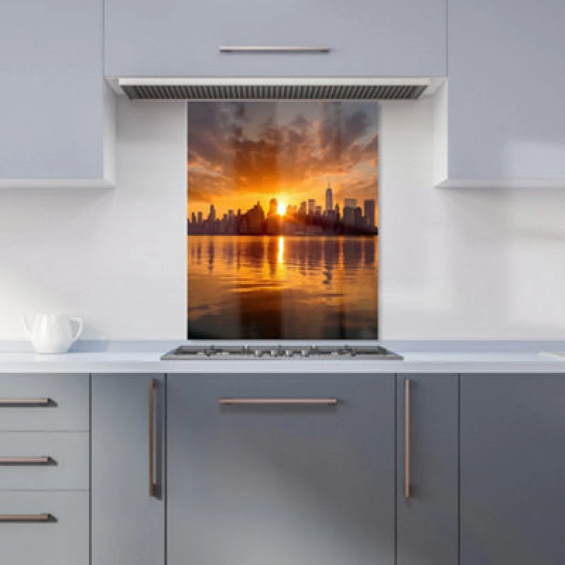 Image of Warren Reed Designer Sunrise In The City Kitchen Splashback